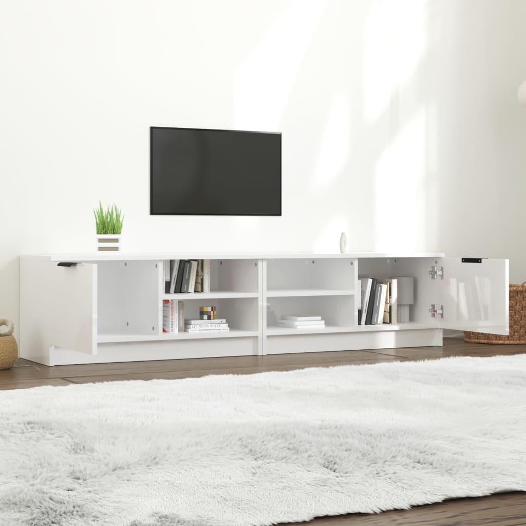 vidaXL Tv-meubels 2 st 80x35x36,5 cm bewerkt hout hoogglans wit afbeelding