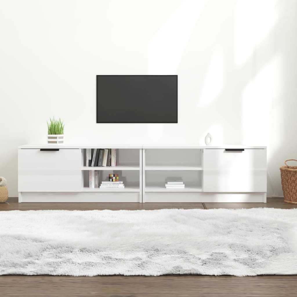 vidaXL Comodă TV,2 buc., alb extralucios,80x35x36,5 cm, lemn prelucrat