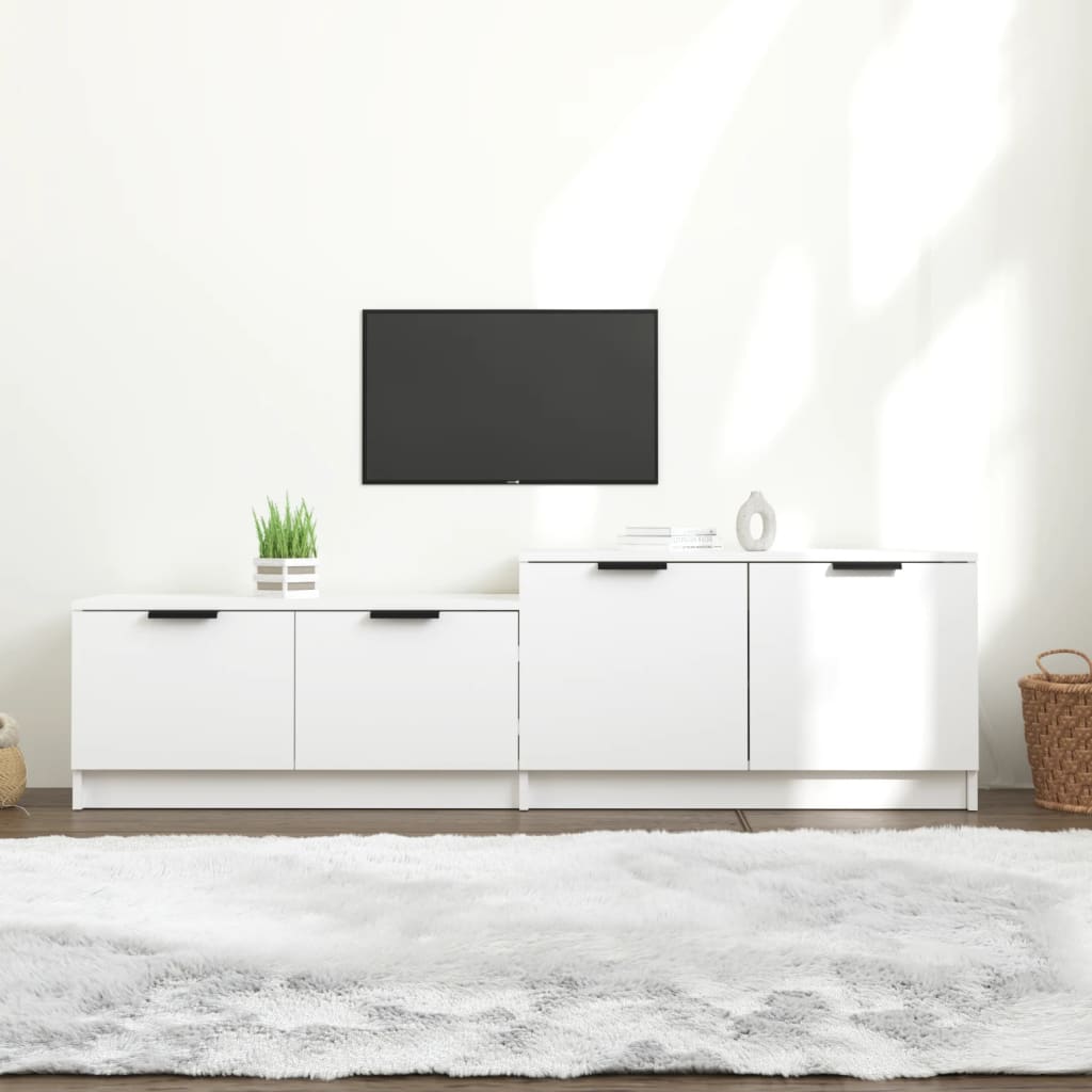Meuble TV Blanc 158,5x36x45 cm Bois d’ingénierie | meublestv.fr 2