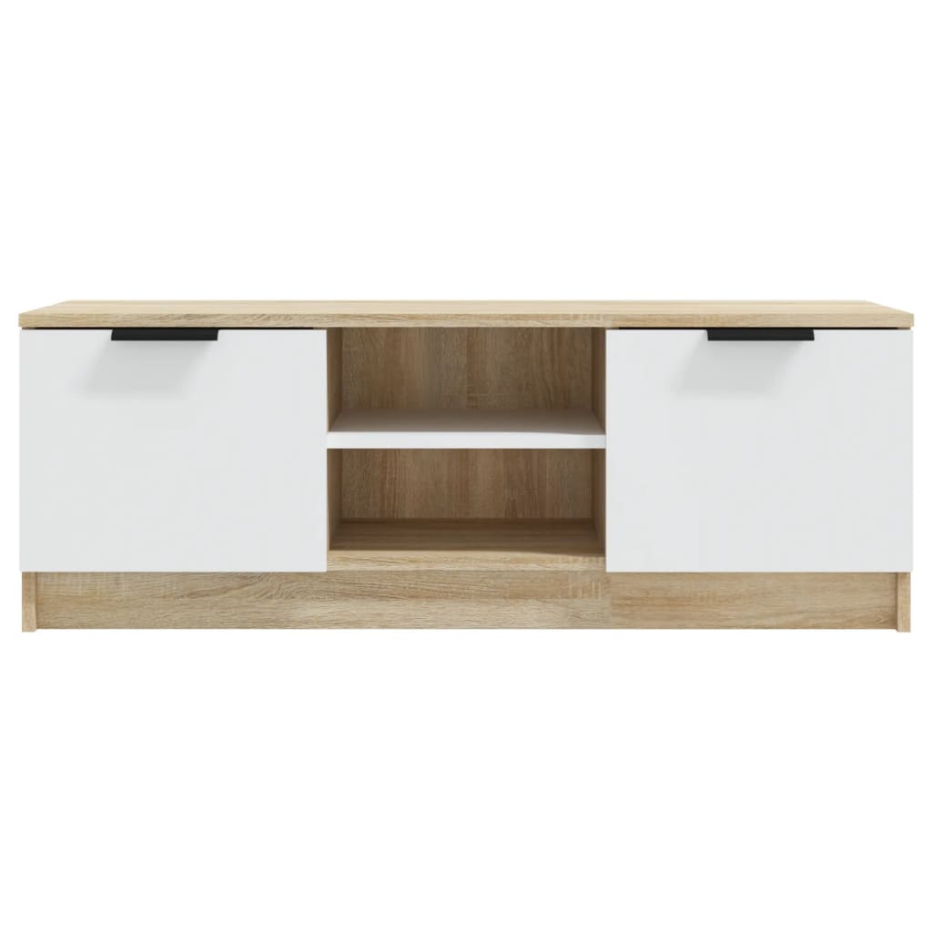 vidaXL TV Cabinet White and Sonoma Oak 102x35x36.5 cm Engineered Wood