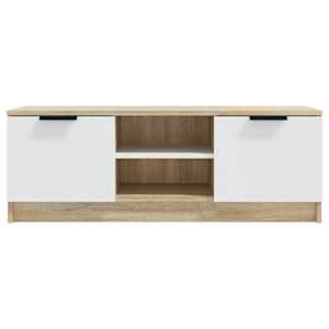 vidaXL Televizoriaus spintelė, balta/ąžuolo, 102x35x36,5cm, mediena