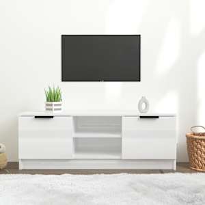 TV skříňka bílá vysoký lesk 102 x 35 x 36,5 cm kompozitní dřevo - obrázek 1