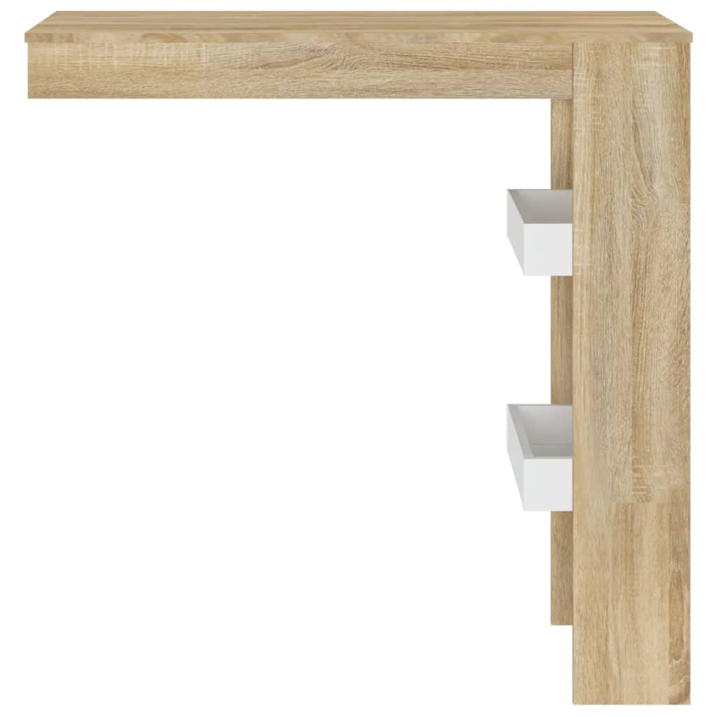 vidaXL Barbord för vägg vit & sonoma-ek 102x45x103,5 cm konstr. trä