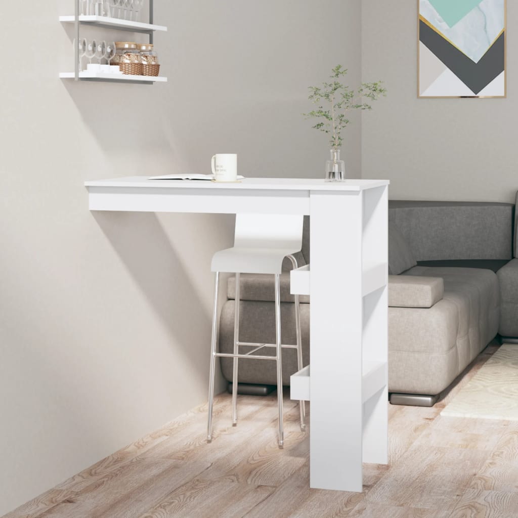 vidaXL Table bar mural Blanc Brillant 102x45x103,5cm Bois d'ingénierie