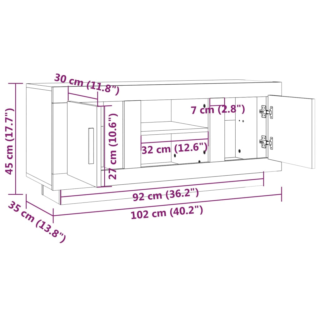 TV ormarić crni 102 x 35 x 45 cm od konstruiranog drva