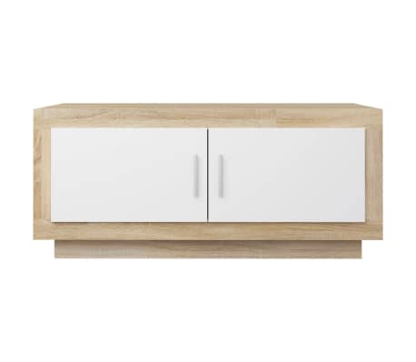 vidaXL Tavolino Bianco e Rovere Sonoma 102x50x45cm Legno Multistrato