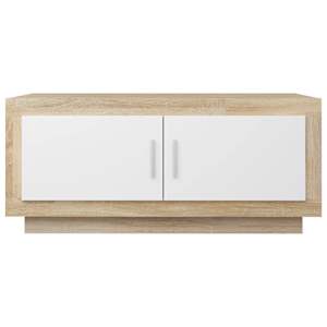 vidaXL Salongbord hvit og sonoma eik 102x50x45 cm konstruert tre