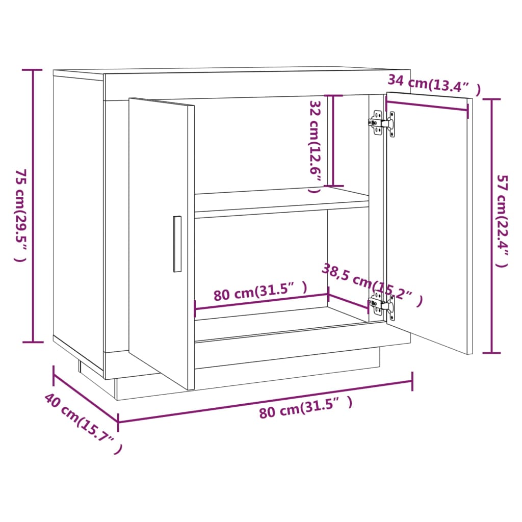 Dulap, alb, 80x40x75 cm, lemn prelucrat