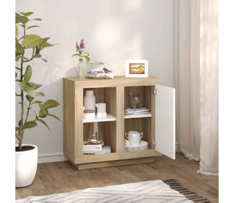 vidaXL Sideboard Wei&szlig; und Sonoma-Eiche 80x40x75 cm