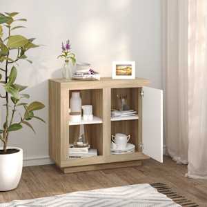 vidaXL Sideboard Wei&szlig; und Sonoma-Eiche 80x40x75 cm