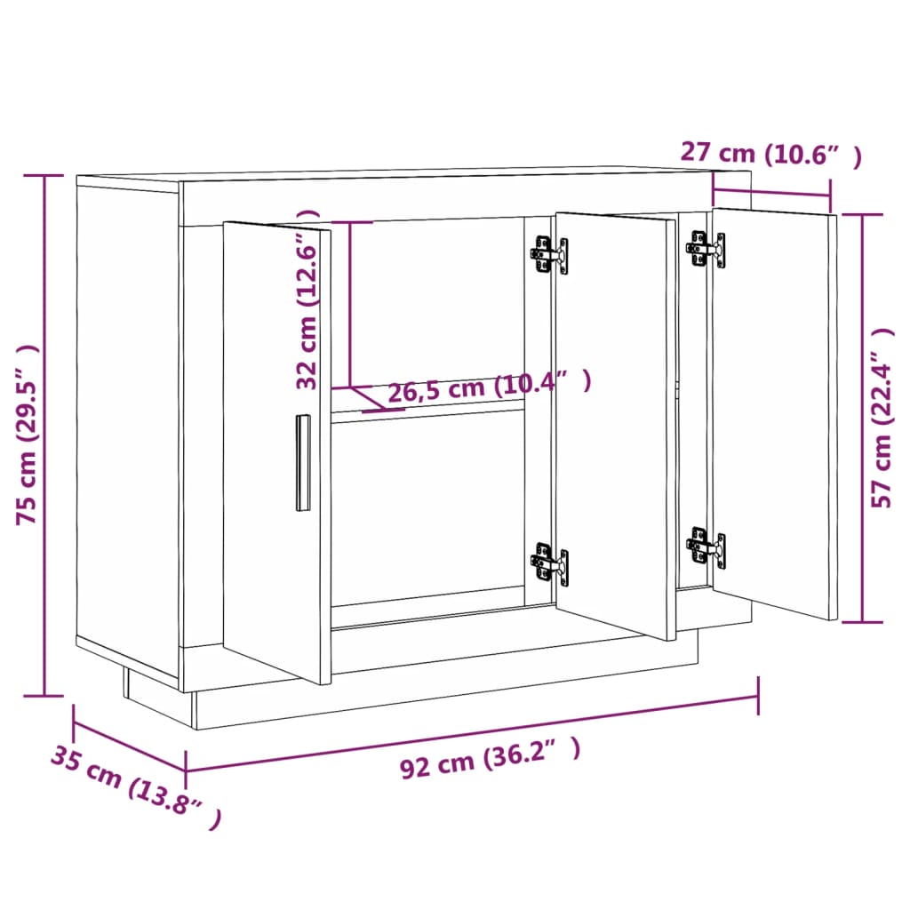 Komoda črna 92x35x75 cm konstruiran les