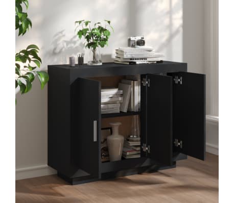 vidaXL Buffet Noir 92x35x75 cm Bois d'ing&eacute;nierie