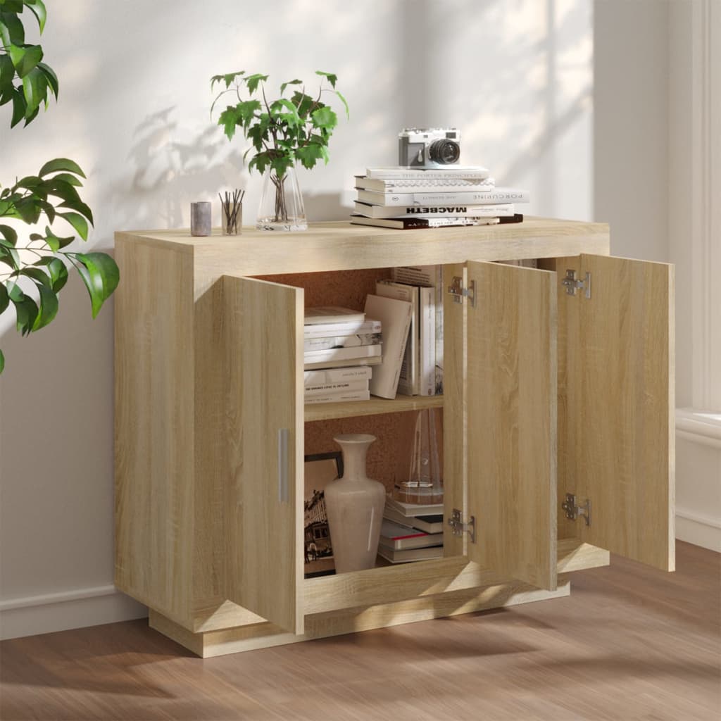 

vidaXL Dressoir 92x35x75 cm bewerkt hout sonoma eikenkleurig
