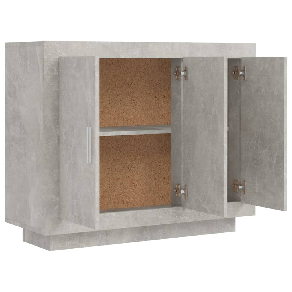 betonszürke szerelt fa tálalóasztal 92 x 35 x 75 cm
