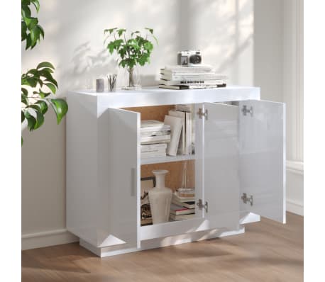 vidaXL Συρταριέρα Γυαλιστερό Λευκό 92x35x75 εκ. Επεξεργασμένο Ξύλο