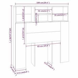 Čelo postele s úložným prostorem betonově šedé 100x19x103,5 cm - obrázek 6