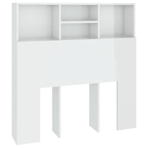 Čelo postele s úložným prostorem lesklé bílé 100x19x103,5 cm - obrázek 2