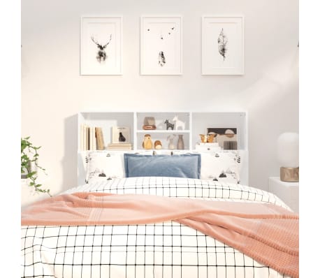 vidaXL Headboard Cabinet High Gloss White 120x19x103.5 cm