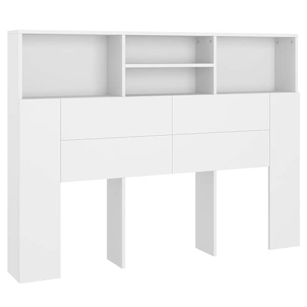 vidaXL peatsiga kapp, valge, 140 x 19 x 103,5 cm