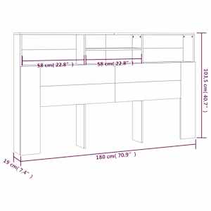 Čelo postele s úložným prostorem černé 180 x 19 x 103,5 cm - obrázek 7