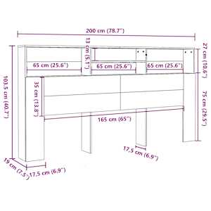 Čelo postele s úložným prostorem dub sonoma 200 x 19 x 103,5 cm - obrázek 6