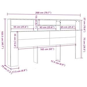 Čelo postele s úložným prostorem betonově šedé 200x19x103,5 cm - obrázek 6