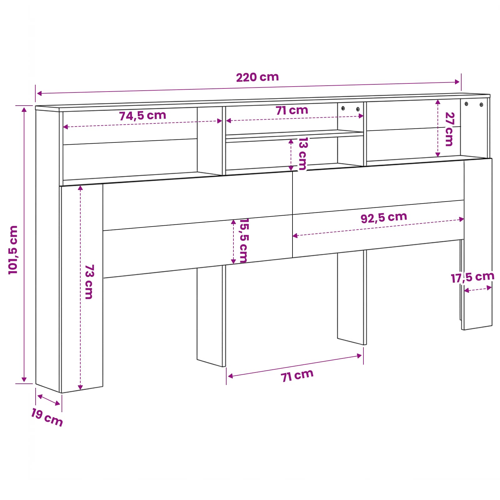 Headboard Cabinet size guide