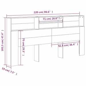 Čelo postele s úložným prostorem černá 200 x 19 x 103,5 cm - obrázek 7