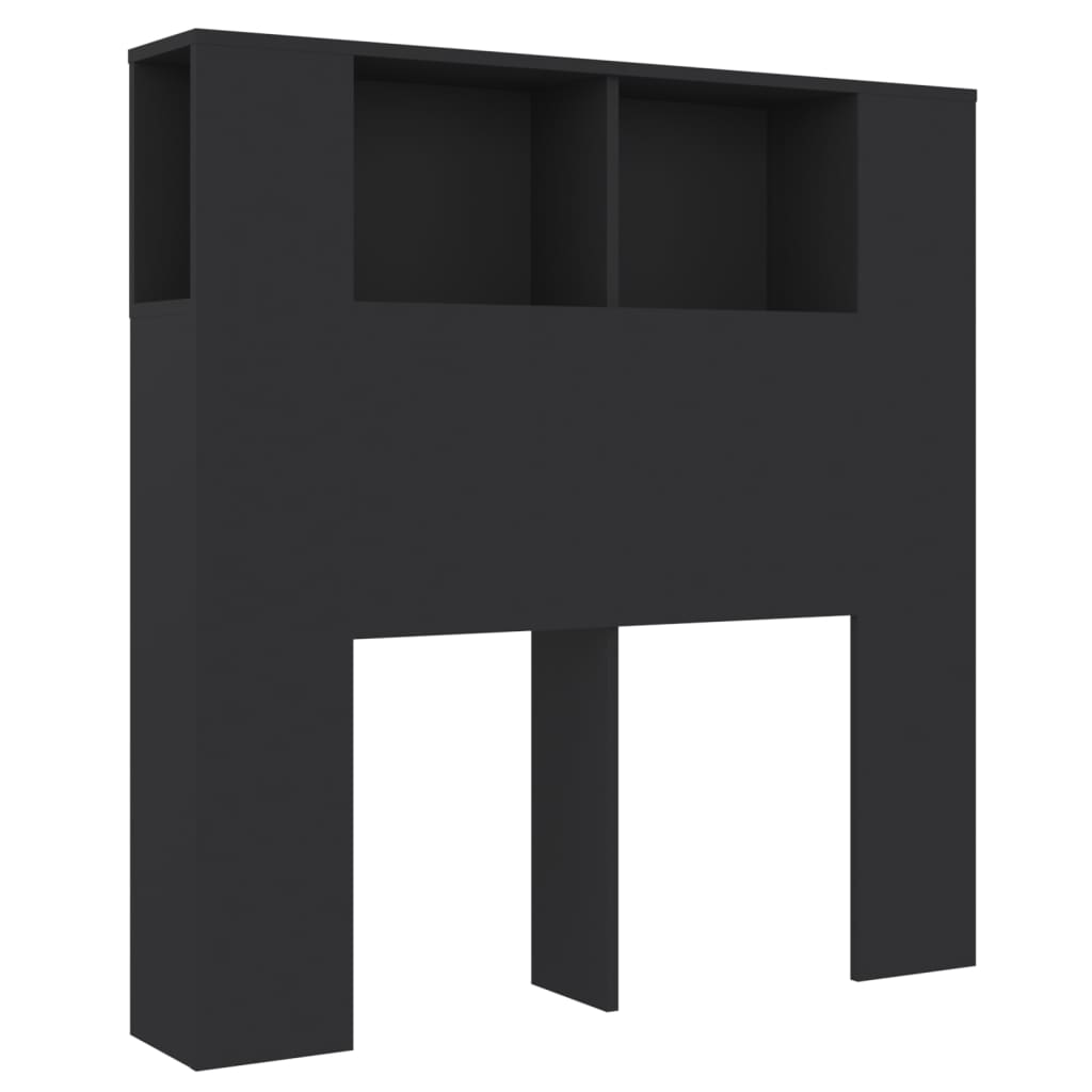 Tăblie de pat cu dulap, negru, 100×18,5×104,5 cm
