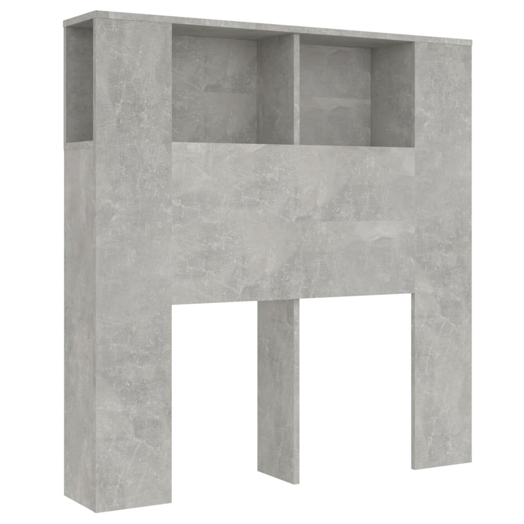 Tăblie de pat cu dulap, gri beton, 100×18,5×104,5 cm