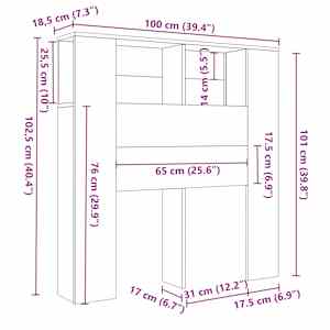 Čelo postele s úložným prostorem betonově šedé 100x18,5x102,5cm - obrázek 6