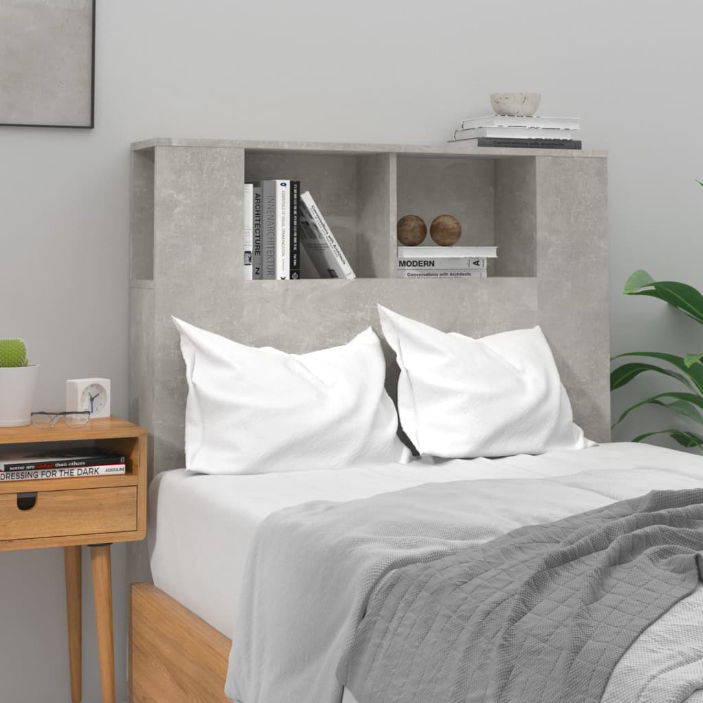 vidaXL Tăblie de pat cu dulap, gri beton, 100x18,5x104,5 cm
