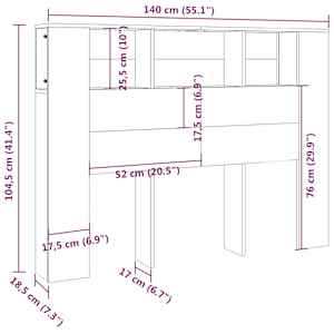 Čelo postele s úložným prostorem bílé 140 x 18,5 x 104,5 cm - obrázek 6