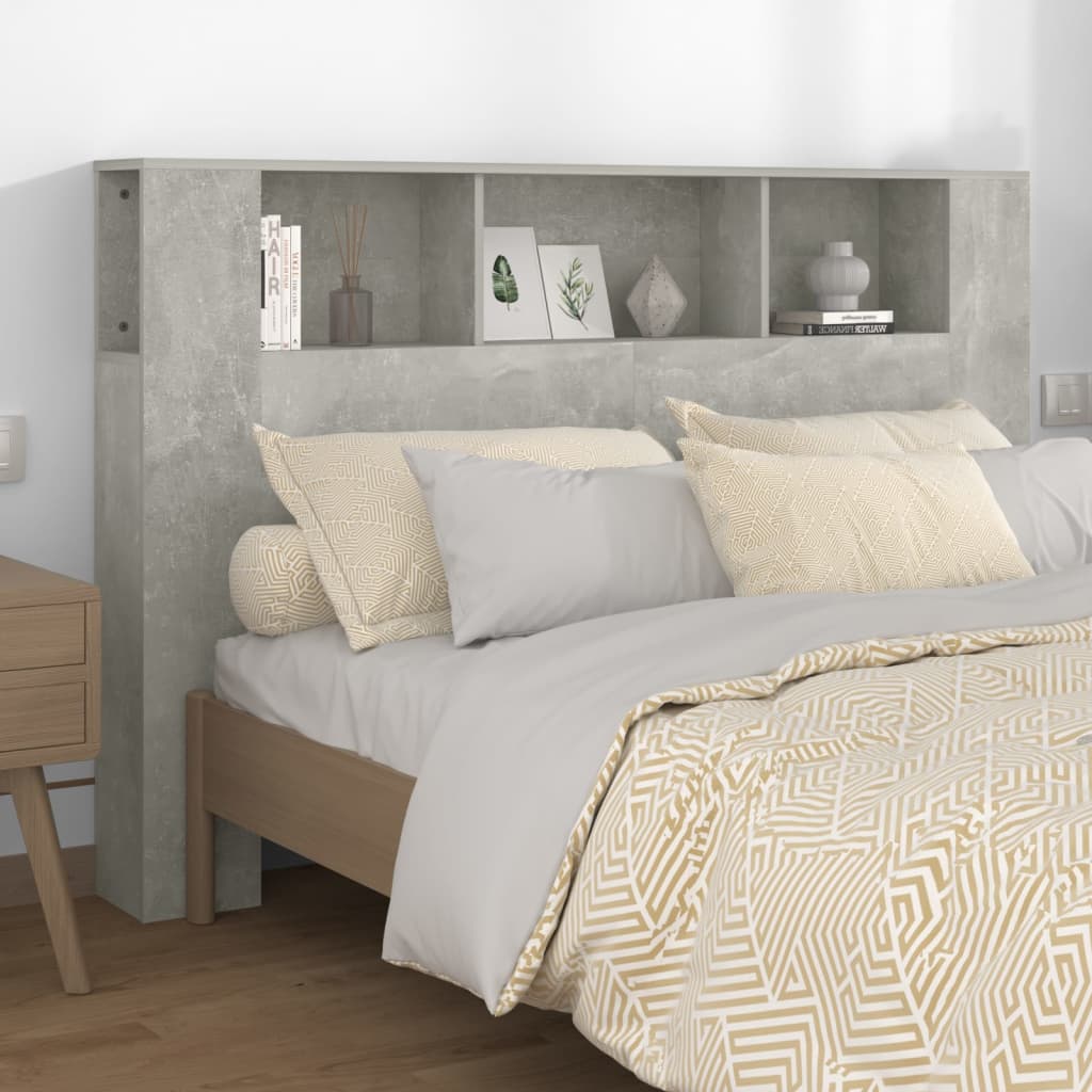 vidaXL Tăblie de pat cu dulap, gri beton, 160x18,5x104,5 cm