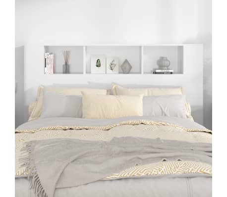 vidaXL Hoofdbordkast 160x18,5x104,5 cm hoogglans wit