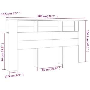 Čelo postele s úložným prostorem dub sonoma 200x18,5x104,5 cm - obrázek 7