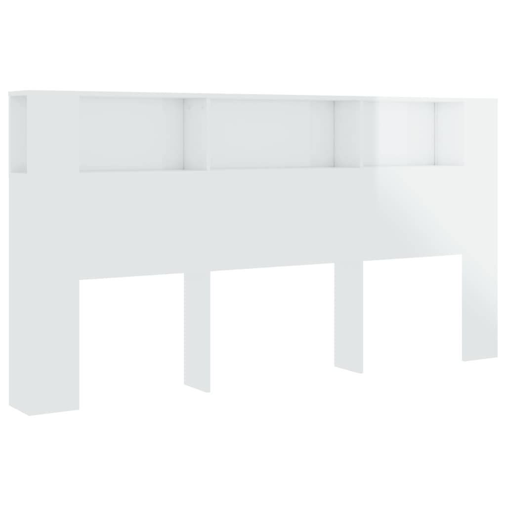 vidaXL Čelo postele s úložným prostorem lesklé bílé 200x18,5x104,5 cm