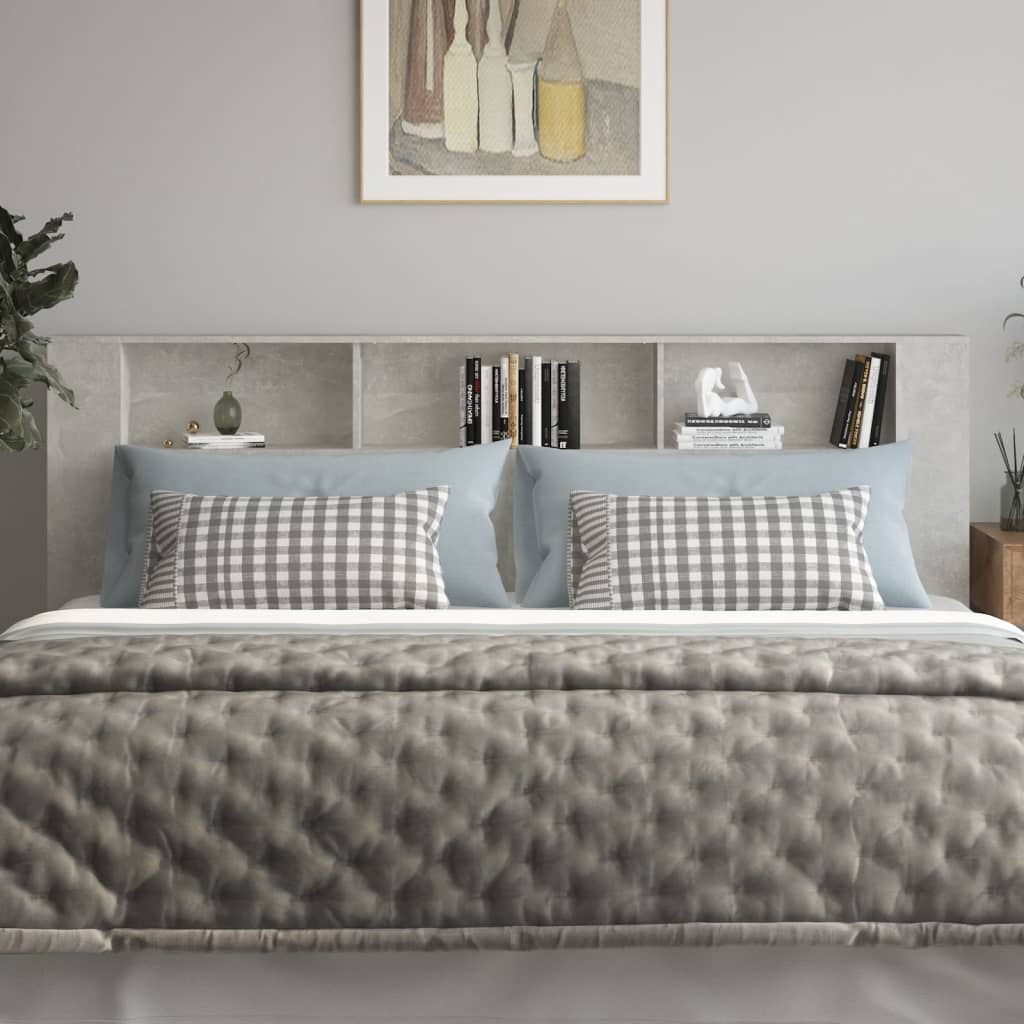 vidaXL Sängynpääty säilytystilalla betoninharmaa 220x18,5x104,5 cm
