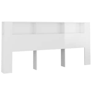 Čelo postele s úložným prostorem lesklé bílé 220x18,5x104,5 cm - obrázek 2