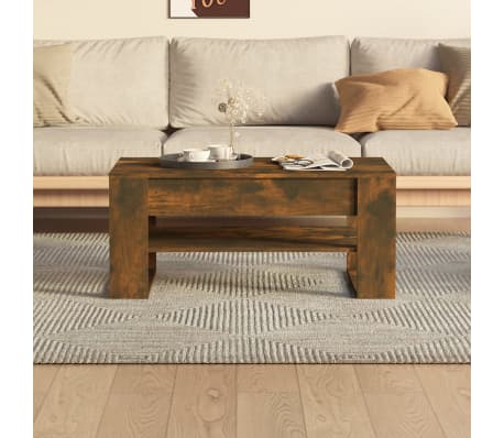 vidaXL kafijas galdiņš, ozola krāsa, 102x55x45 cm, inženierijas koks, Dūmakaina ozolkoka vidaXL kafijas galdiņš, ozola krāsa, 102x55x45 cm, inženierijas koks