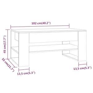 Konferenční stolek hnědý dub 102 x 55 x 45 cm kompozitní dřevo - obrázek 7