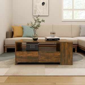 Klubska mizica dimljeni hrast 102x55x42 cm inženirski les