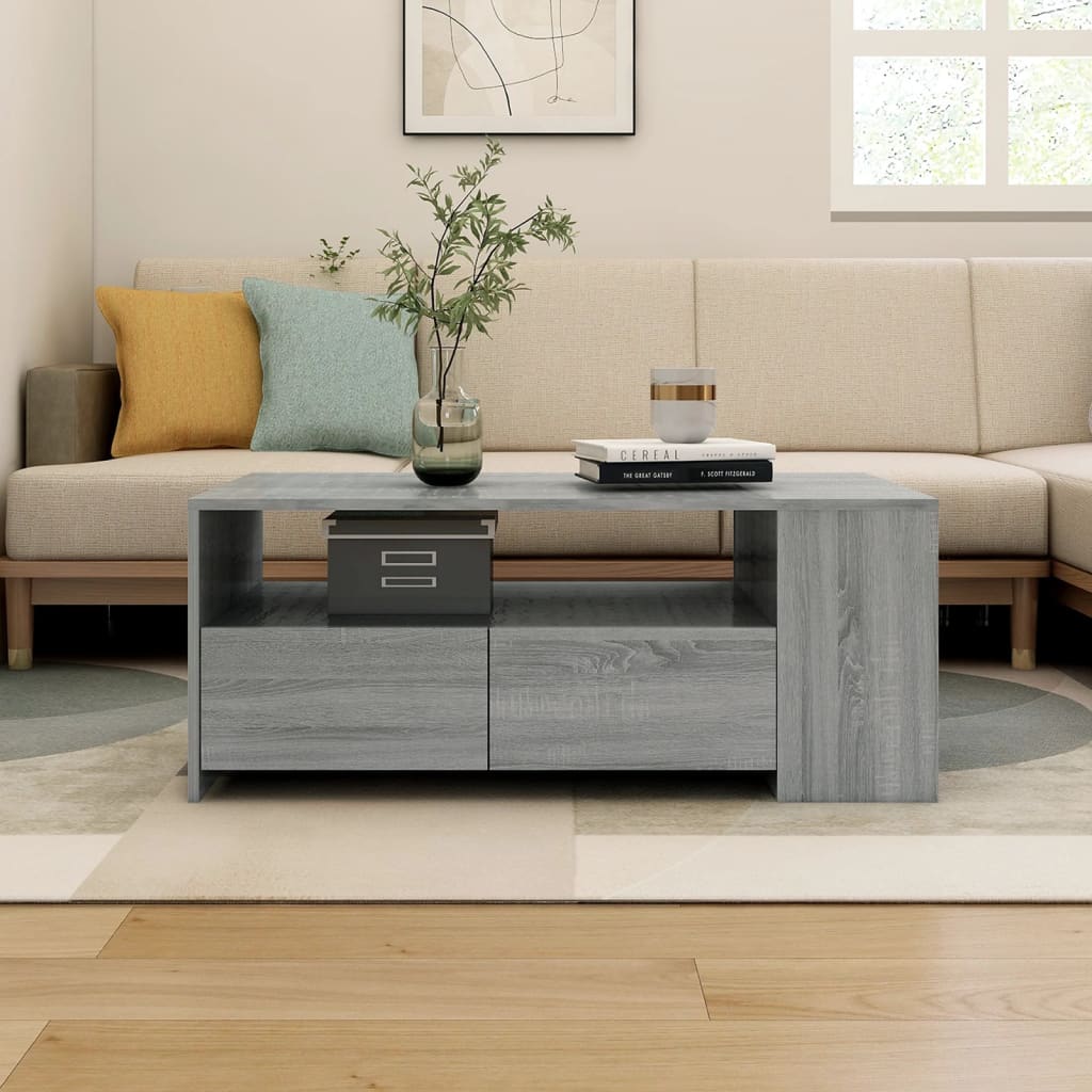 vidaXL Stolik kawowy, szary d�b sonoma, 102x55x42 cm