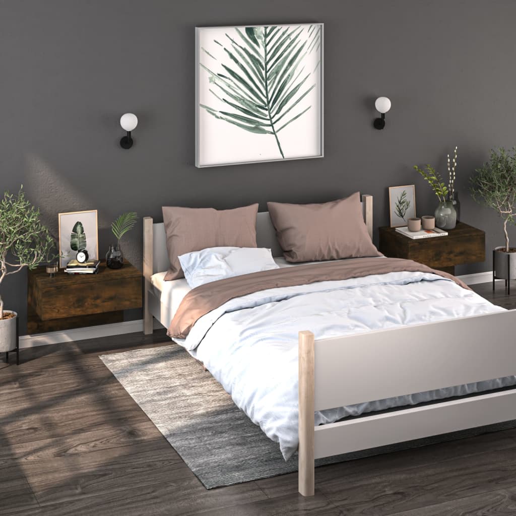 vidaXL Wisz�ce szafki nocne, 2 szt., opalany d�b