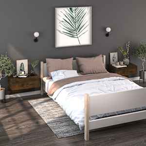 Stenske nočne omarice 2 kosa dimljeni hrast