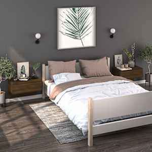 vidaXL Mesa de cabeceira montagem na parede carvalho castanho