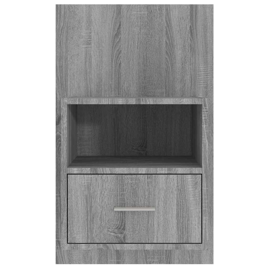Table De Chevet Industrielle Gris Sonoma 40,5x31x60 Cm - Bois Et Fer, Pieds Réglables, Rangement Discret