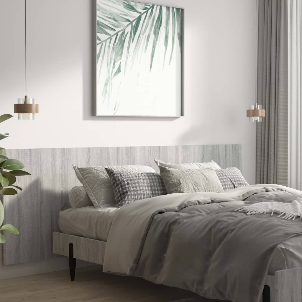 vidaXL Wall Headboard Grey Sonoma 240x1.5x80 cm Engineered Wood