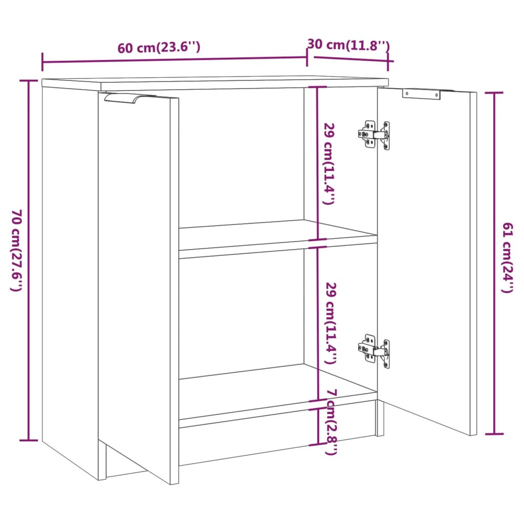 Komoda dimljeni hrast 60x30x70 cm konstruiran les