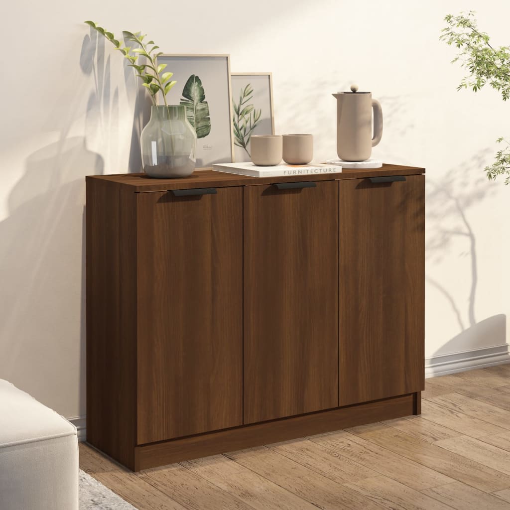 

vidaXL Dressoir 90,5x30x70 cm bewerkt hout bruineikenkleurig